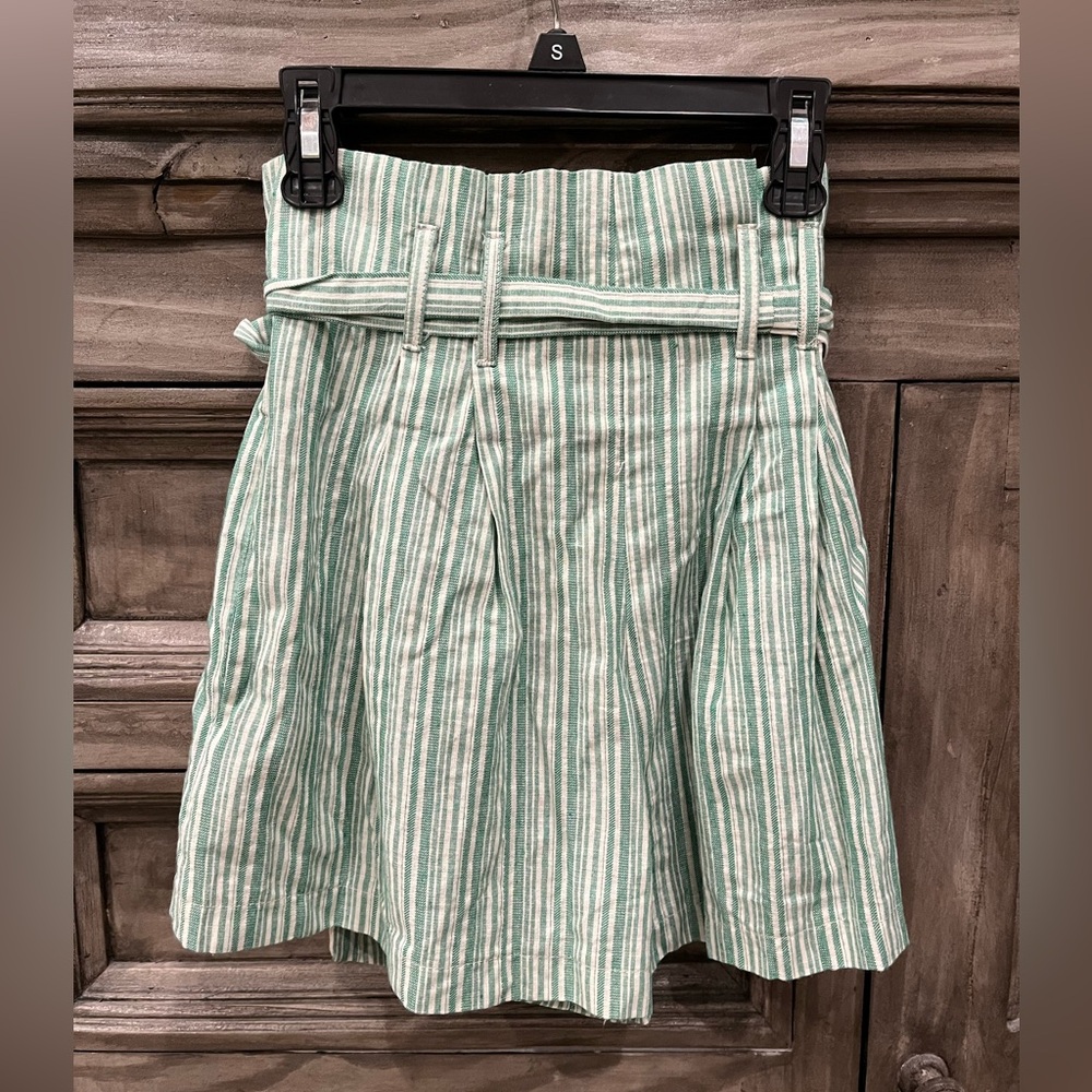 NWT A. CALIN Green/White Stripe Paper Bag Tie Waist Shorts (Small) - Picture 4 of 6